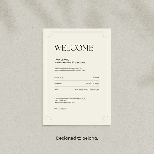 Boutique Hotel Welcome Sign Canva Template