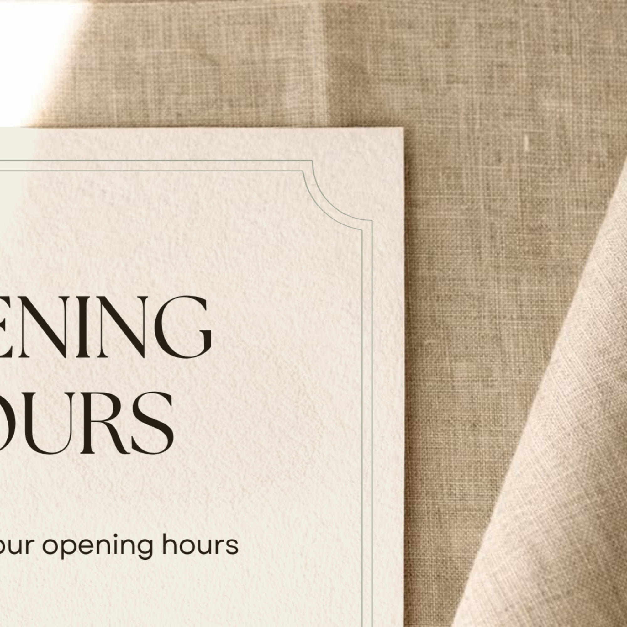 A4 portrait opening hours sign for hotel guest information.