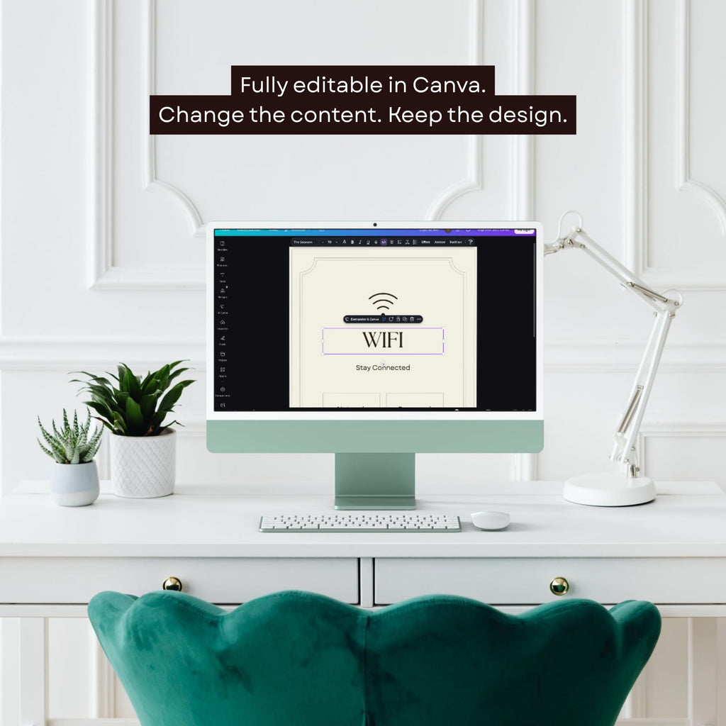 Boutique Hotel WiFi Sign Canva Template - Editable Text