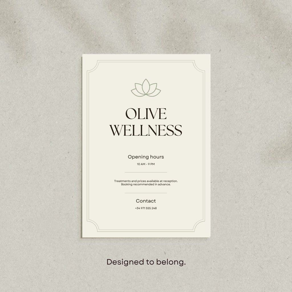 Coordinated Mediterranean-style signage bundle for boutique hotels.